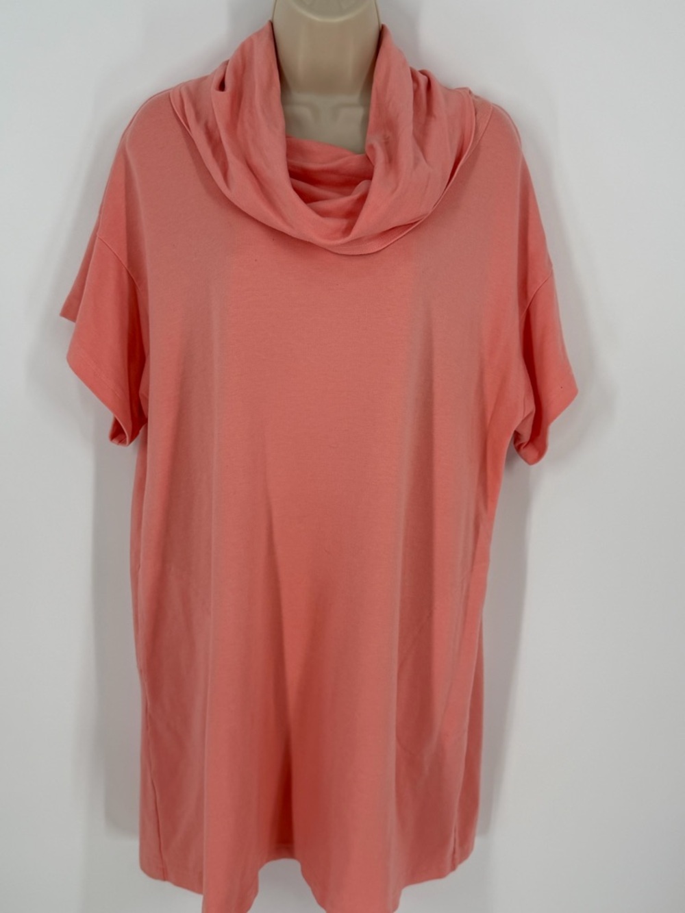 Bryn Walker Coral Cowl Neck Tunic M Made in USA Vacation Travel Capsule Wardrobe